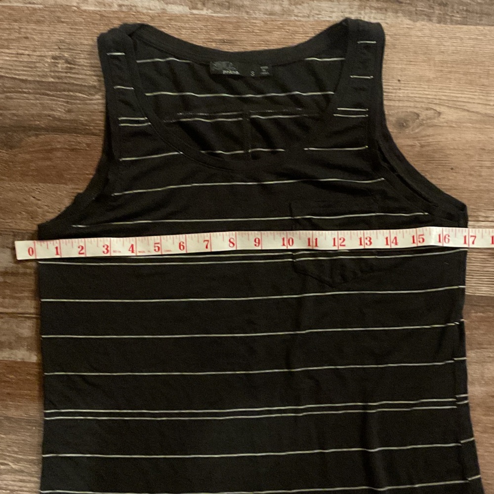 Prana Foundation Black Tank with Thin White Stripes - Picture 2 of 4